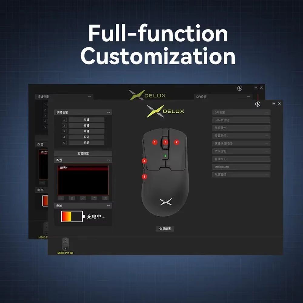 M900PRO Wireless Gaming Mouse - 8K Polling Rate, PAW3395 Sensor, 63g, Ergonomic, RGB Charging Dock, Right-Handed