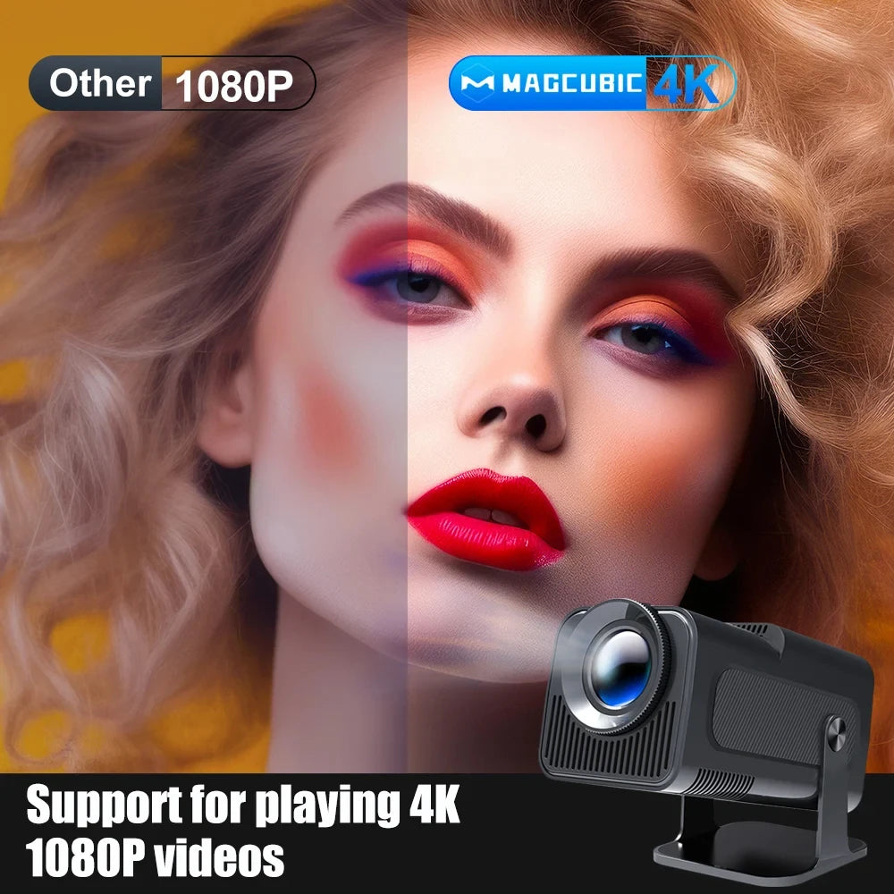 HY320 Android 11 Projector, 390 ANSI, Native 1080P 4K, Dual WiFi6, BT5.0, Portable Cinema