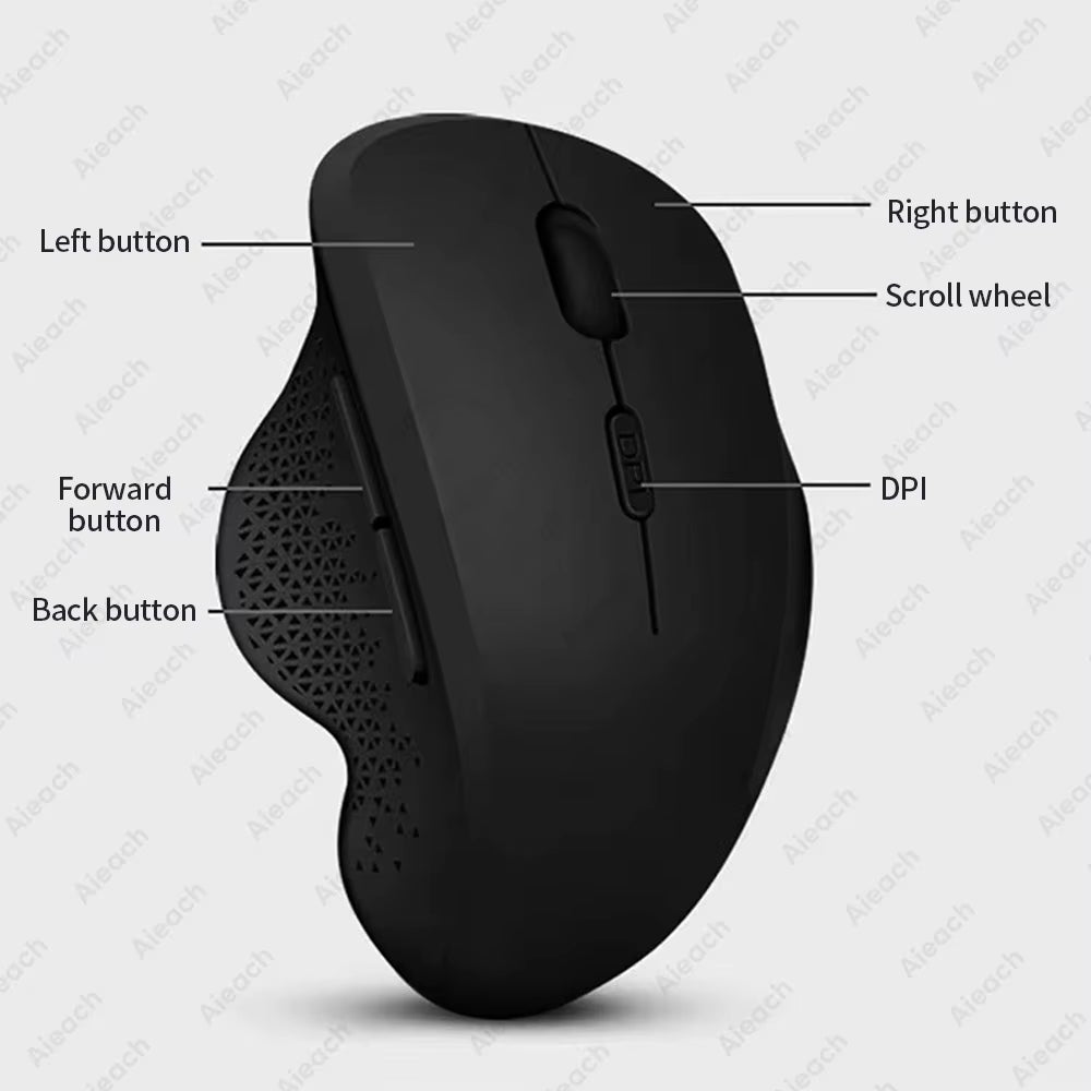 Mouse Inalámbrico Dual Bluetooth 1600 DPI, Ergonómico y Recargable para Laptop, Tablet y Mac