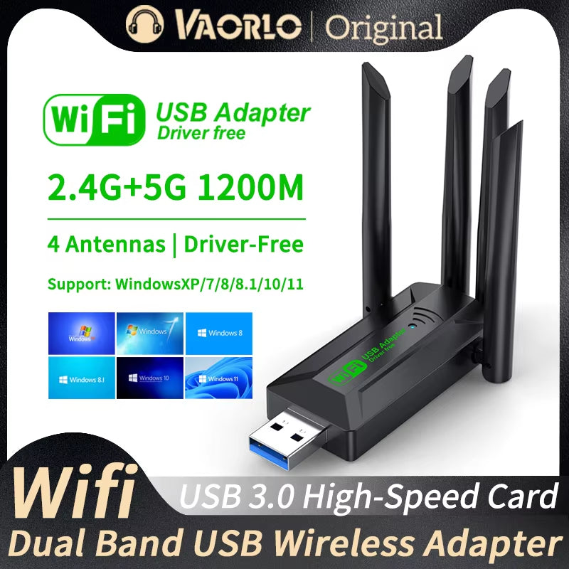 Adaptador WiFi USB 1200Mbps: Doble Banda (2.4G/5G) y de Alta Velocidad