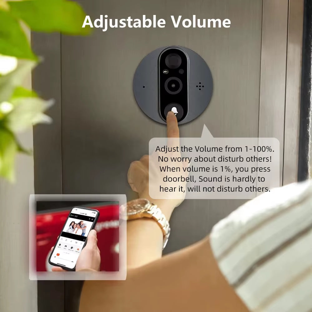 Smart WiFi Peephole Camera: 1080P, Motion Detection, Alexa & Google Home