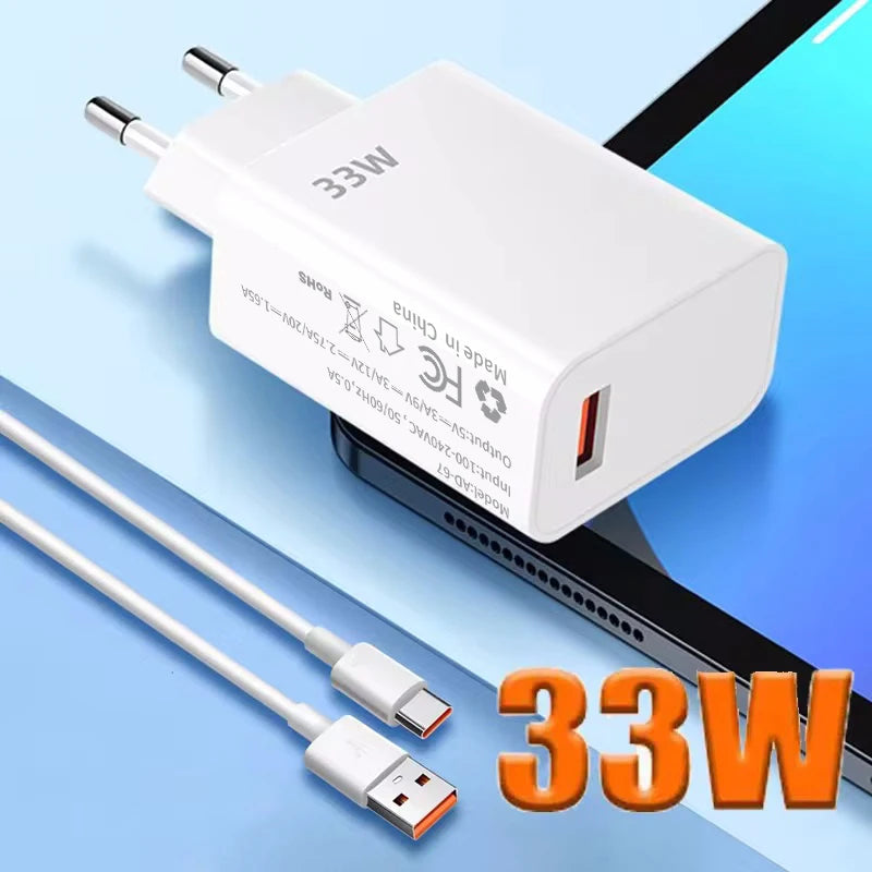 Cargador Rápido USB 33W QC 3.0 para Xiaomi y POCO (EU/US)