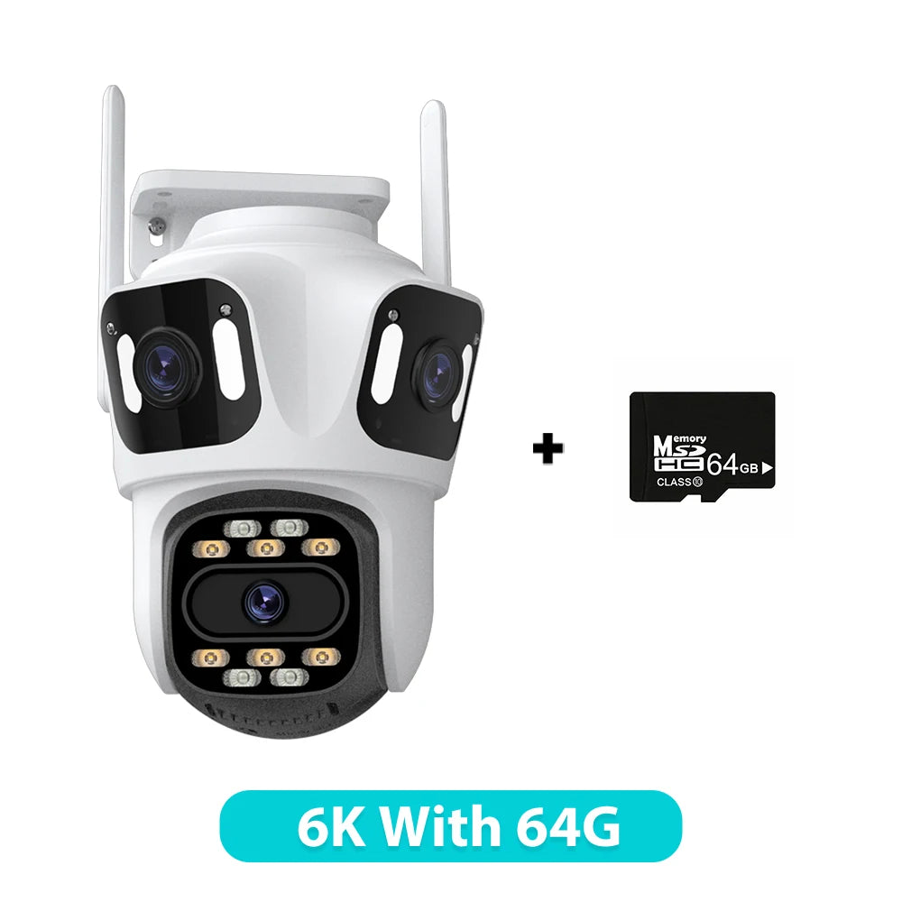 6K HD Outdoor PTZ IP Camera - Triple Lens, Auto-Tracking, 4K Dual-Lens, WiFi, Wireless CCTV Security Camera for iCSee