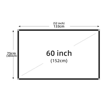 60-200" Portable Foldable Projector Screen - HD White, Crease-Free, 16:9, Indoor/Outdoor Use