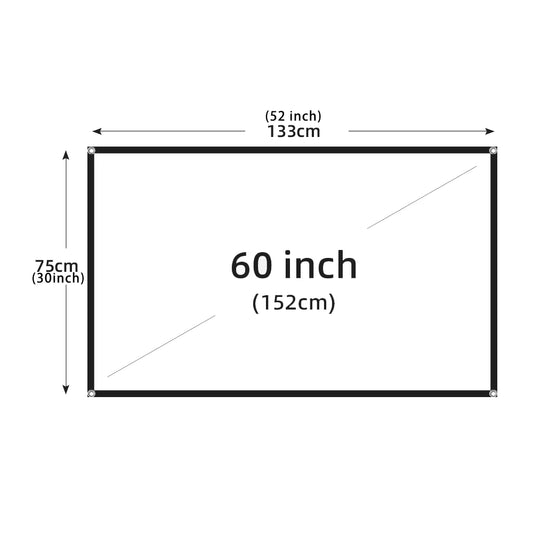60-200" Portable Foldable Projector Screen - HD White, Crease-Free, 16:9, Indoor/Outdoor Use