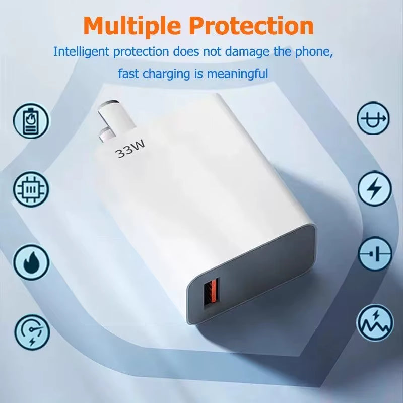 Cargador Rápido USB 33W QC 3.0 para Xiaomi y POCO (EU/US)