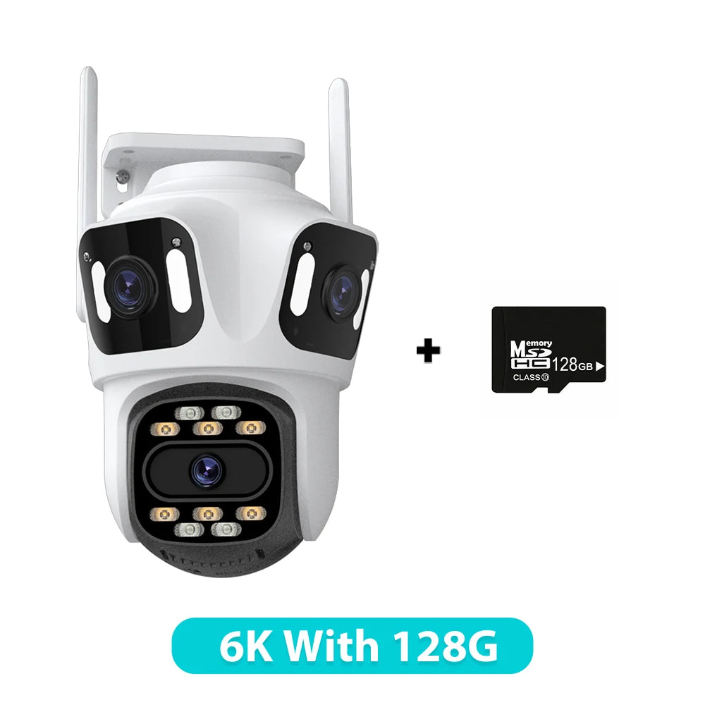 6K HD Outdoor PTZ IP Camera - Triple Lens, Auto-Tracking, 4K Dual-Lens, WiFi, Wireless CCTV Security Camera for iCSee
