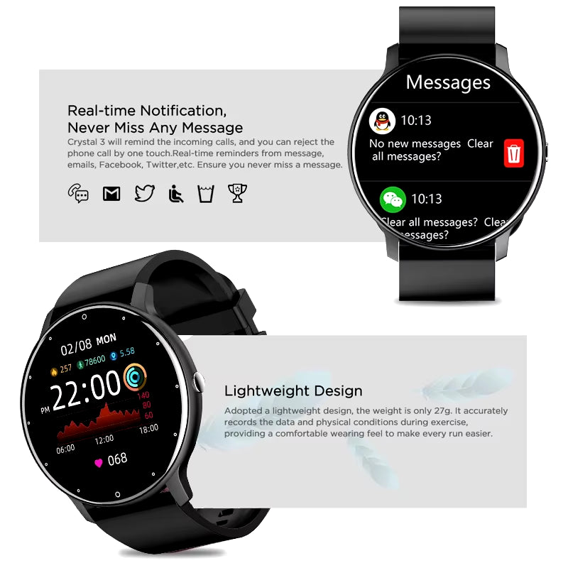 2025 Smartwatch for Men & Women - Waterproof Fitness Tracker with Heart Rate Monitor for Xiaomi, Android & iOS