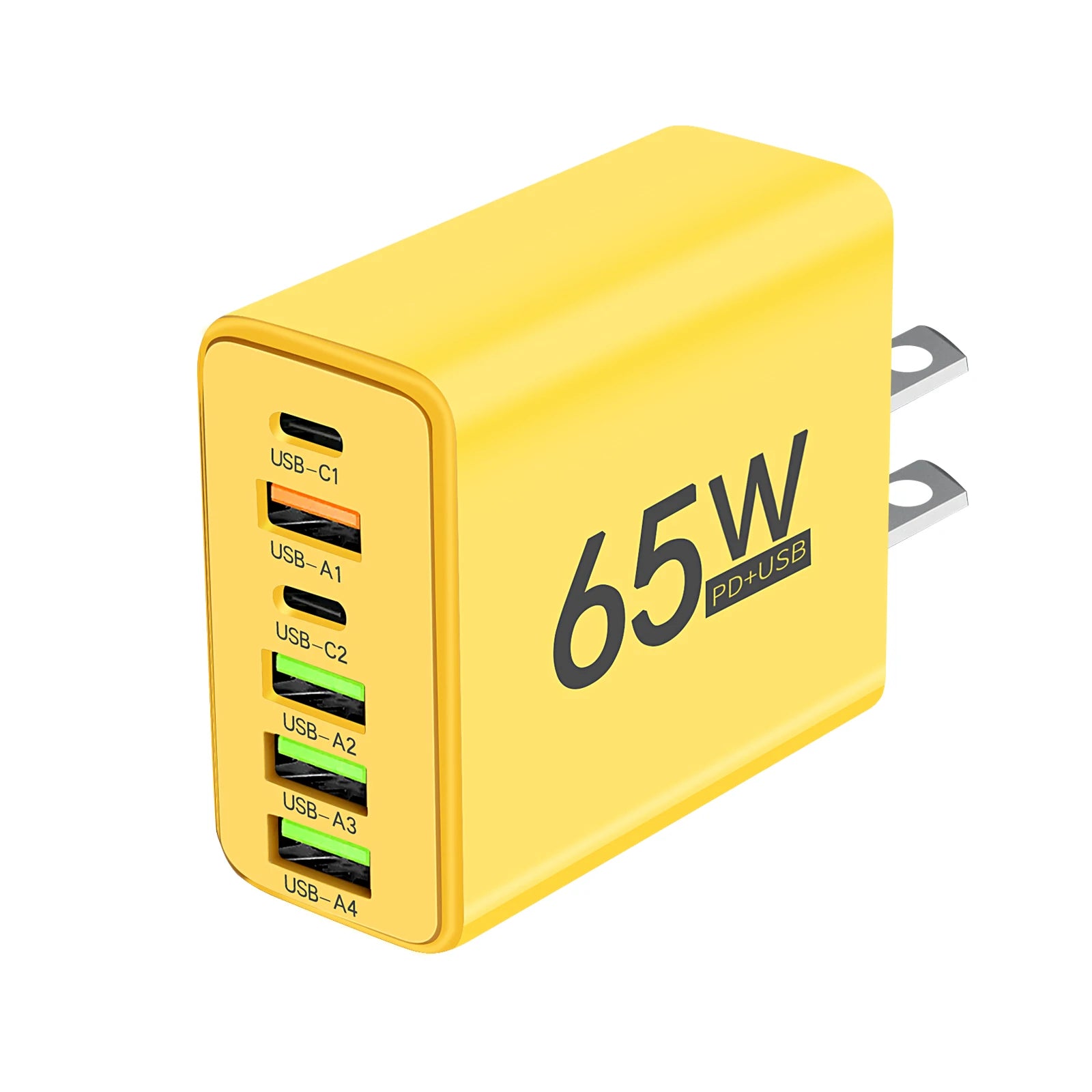 Cargador USB de Pared Rápido 65W con 6 Puertos (USB-C y QC3.0)