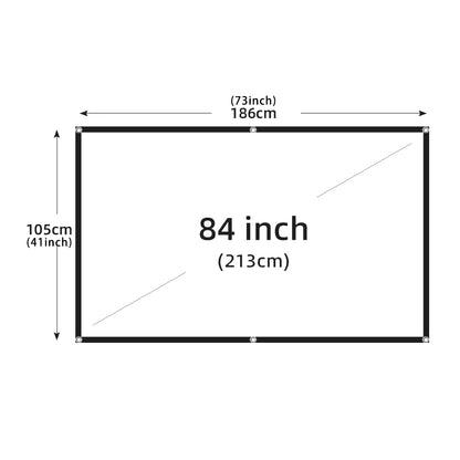 60-200" Portable Foldable Projector Screen - HD White, Crease-Free, 16:9, Indoor/Outdoor Use