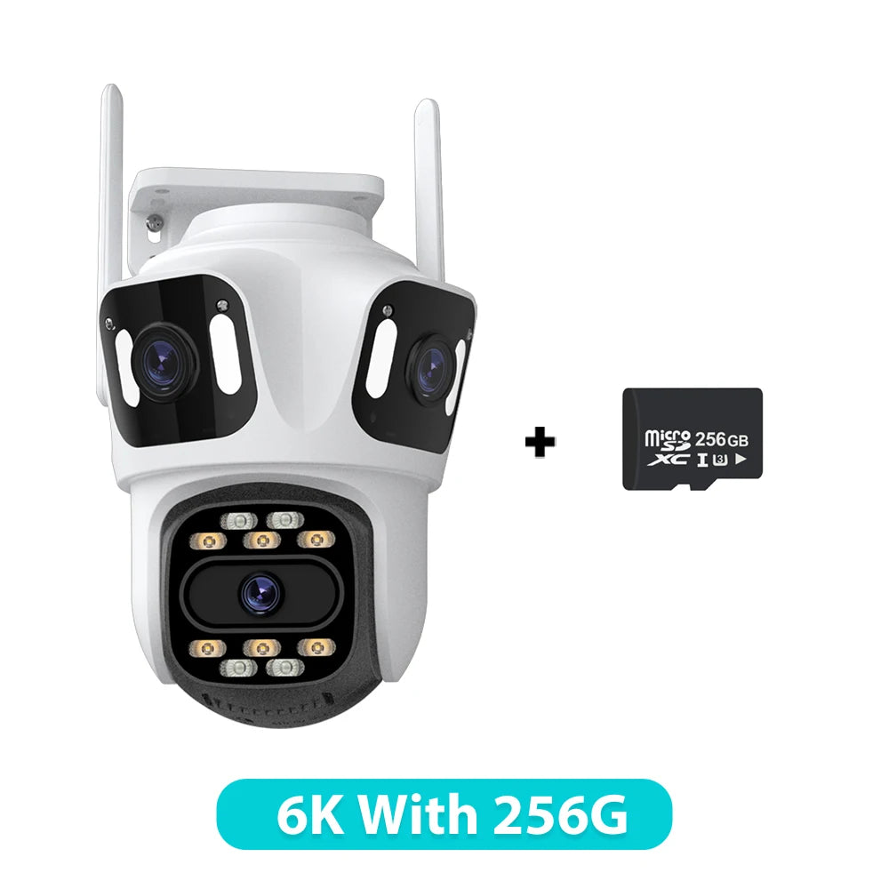 6K HD Outdoor PTZ IP Camera - Triple Lens, Auto-Tracking, 4K Dual-Lens, WiFi, Wireless CCTV Security Camera for iCSee