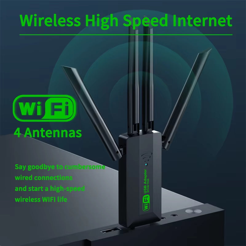 Adaptador WiFi USB 1200Mbps: Doble Banda (2.4G/5G) y de Alta Velocidad