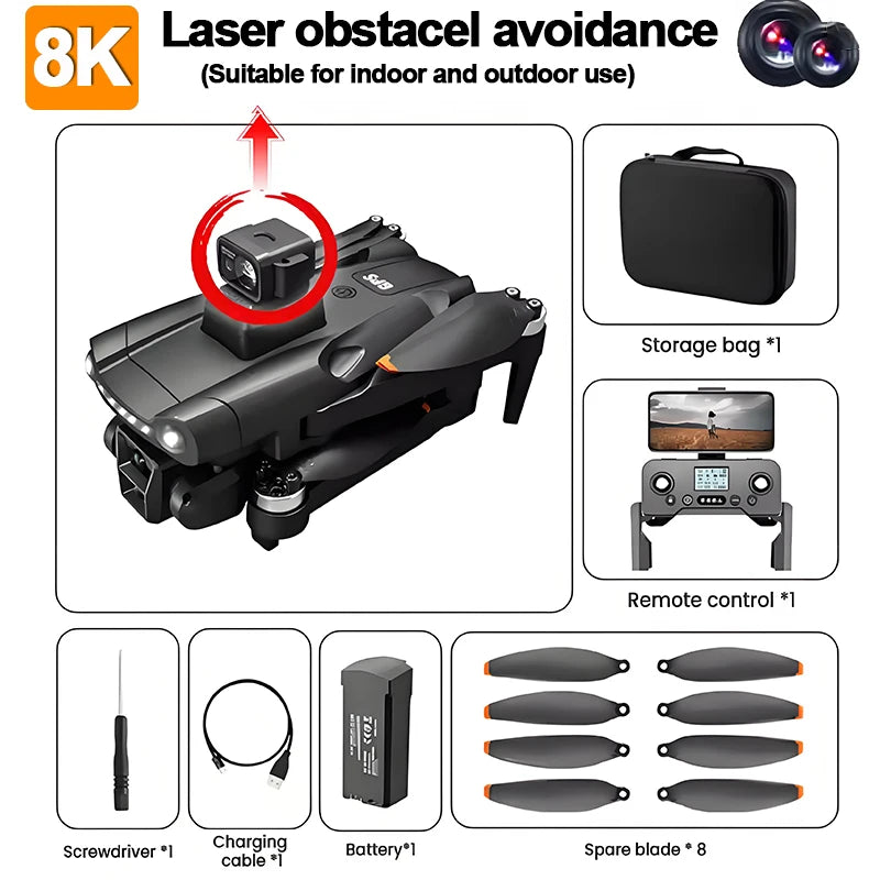 V198 GPS Drone: 8K HD Camera, Obstacle Avoidance, Foldable