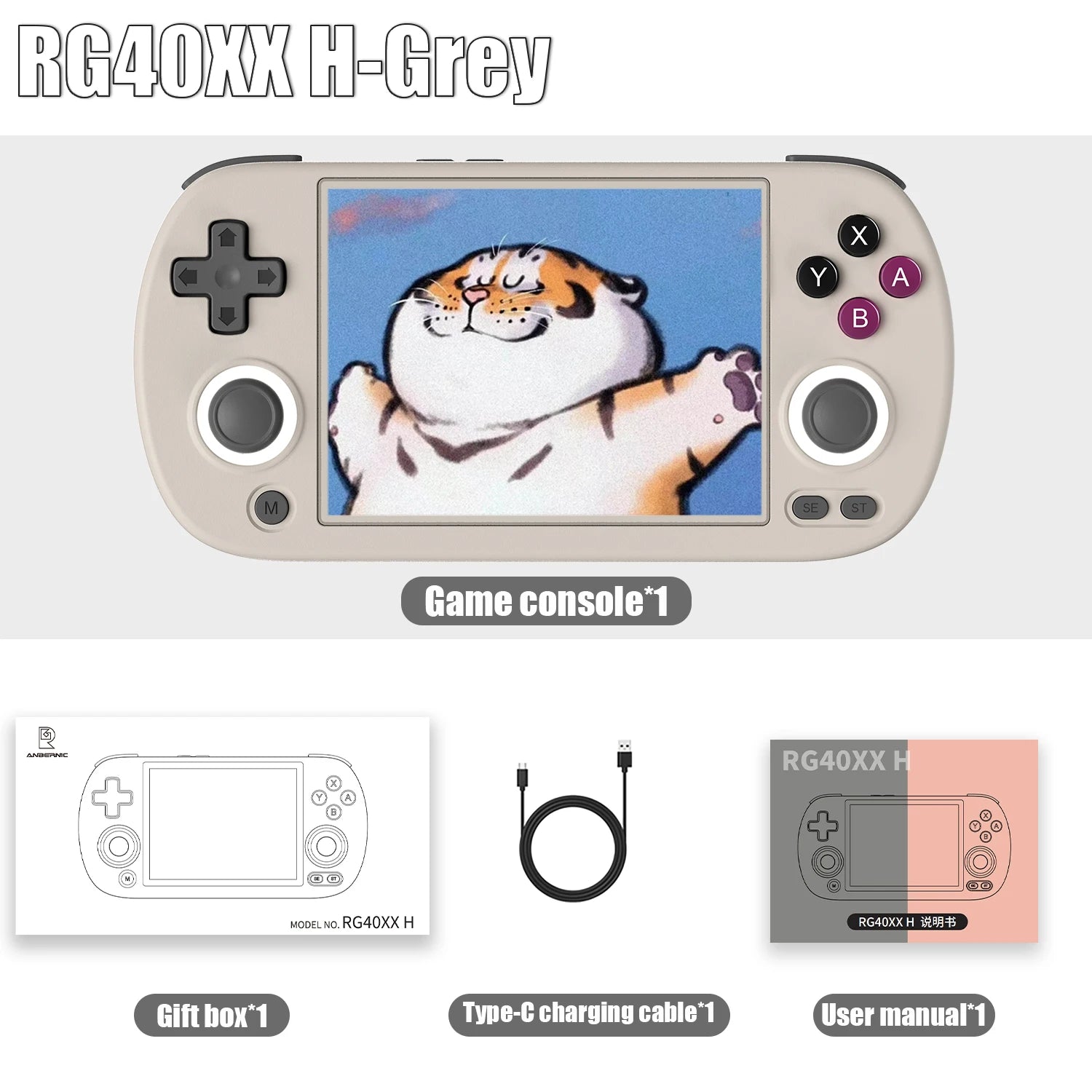 RG40XX H Handheld Game Console - 4" IPS Screen, 3200mAh, 64-Bit, 5K+ Games, RGB Light