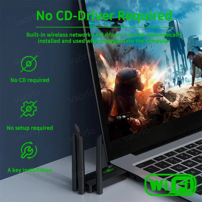 Adaptador WiFi USB 1200Mbps: Doble Banda (2.4G/5G) y de Alta Velocidad