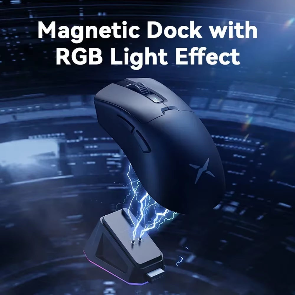 M900PRO Wireless Gaming Mouse - 8K Polling Rate, PAW3395 Sensor, 63g, Ergonomic, RGB Charging Dock, Right-Handed