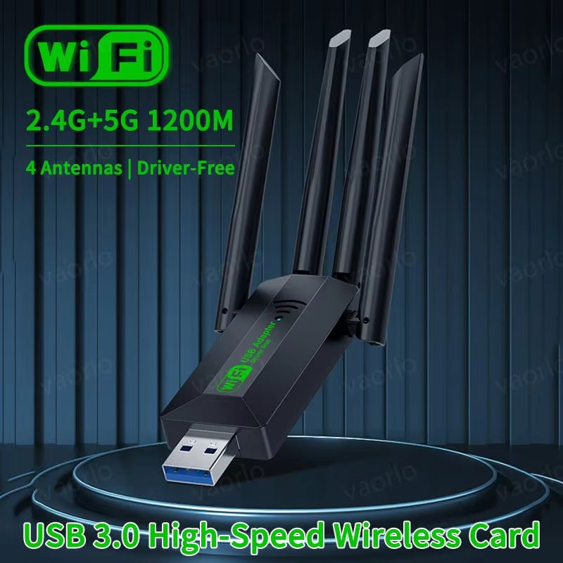 Adaptador WiFi USB 1200Mbps: Doble Banda (2.4G/5G) y de Alta Velocidad