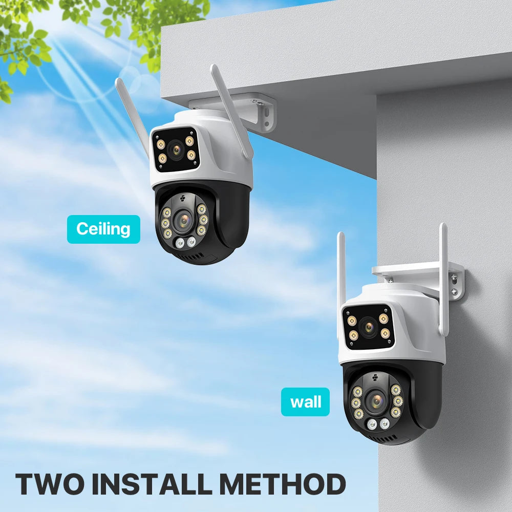 6K HD Outdoor PTZ IP Camera - Triple Lens, Auto-Tracking, 4K Dual-Lens, WiFi, Wireless CCTV Security Camera for iCSee