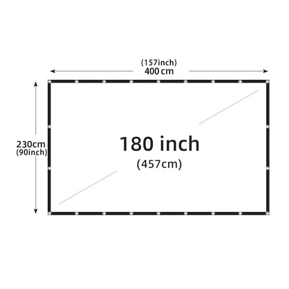60-200" Portable Foldable Projector Screen - HD White, Crease-Free, 16:9, Indoor/Outdoor Use