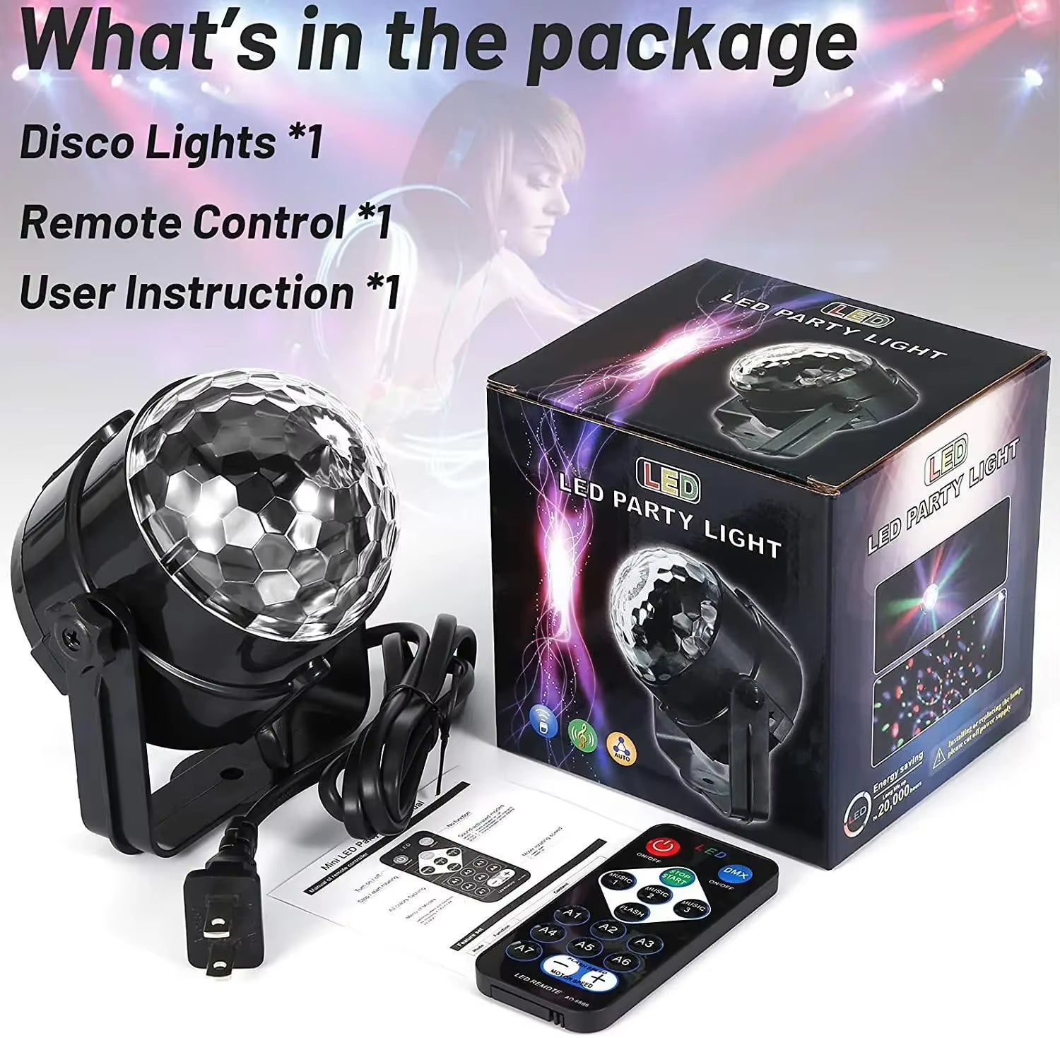 Lámpara LED RGB Giratoria de Colores Mágicos para Fiestas, KTV, Bar, Discoteca y Decoración Navideña