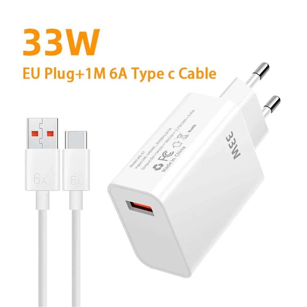 Cargador Rápido USB 33W QC 3.0 para Xiaomi y POCO (EU/US)
