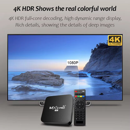 MXQ-PRO 4K Android 10.0 Smart TV Box, Dual-Band WiFi, 3D Media Player, Home Theater Set-Top Box