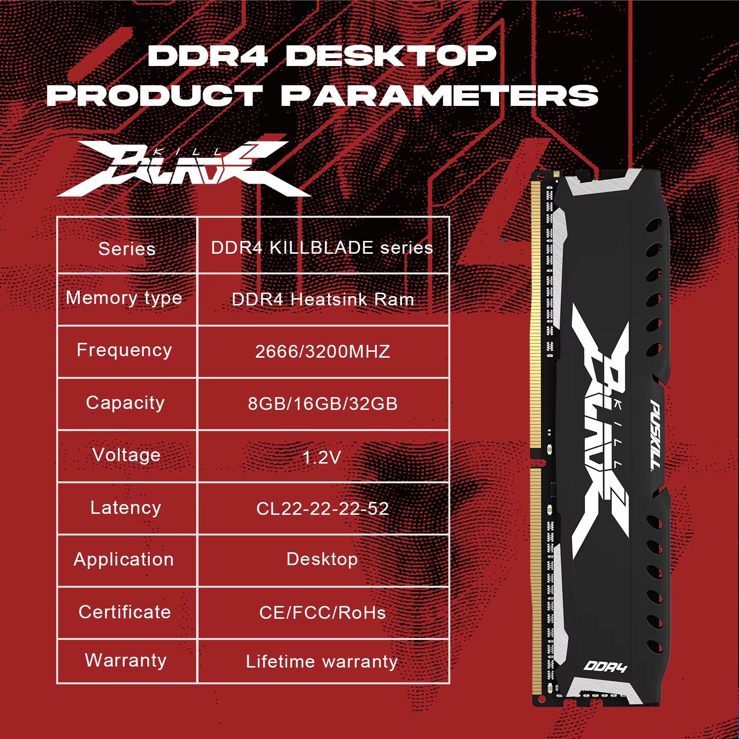 Memória RAM DDR4 16GB 8GB 1.2V 3200Mhz 2666Mhz Desktop Computer UDIMM Cooling Vest Memory Memoria