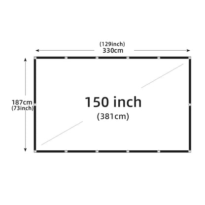 60-200" Portable Foldable Projector Screen - HD White, Crease-Free, 16:9, Indoor/Outdoor Use