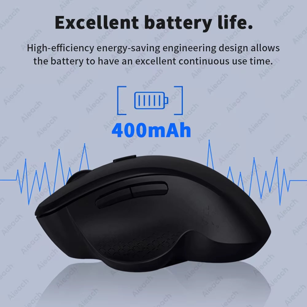 Mouse Inalámbrico Dual Bluetooth 1600 DPI, Ergonómico y Recargable para Laptop, Tablet y Mac