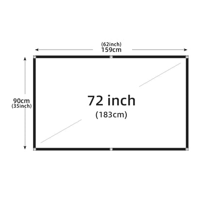 60-200" Portable Foldable Projector Screen - HD White, Crease-Free, 16:9, Indoor/Outdoor Use