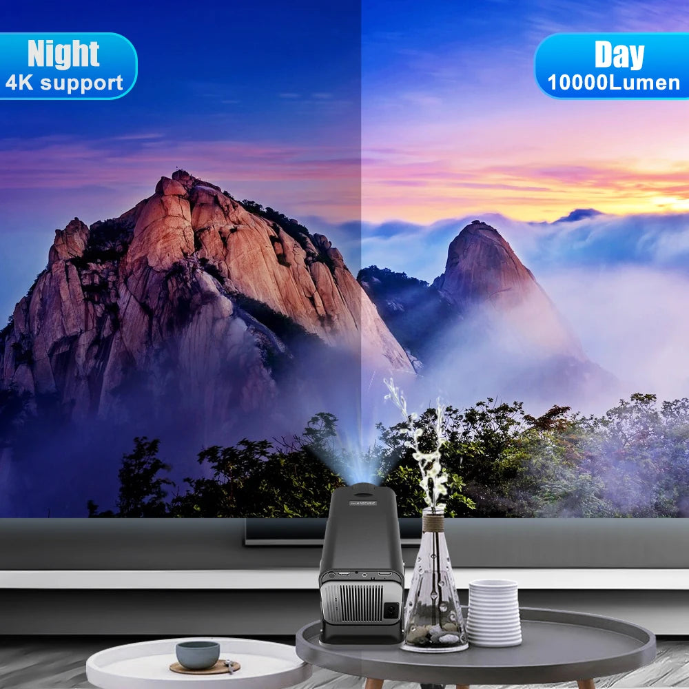 HY320 Android 11 Projector, 390 ANSI, Native 1080P 4K, Dual WiFi6, BT5.0, Portable Cinema
