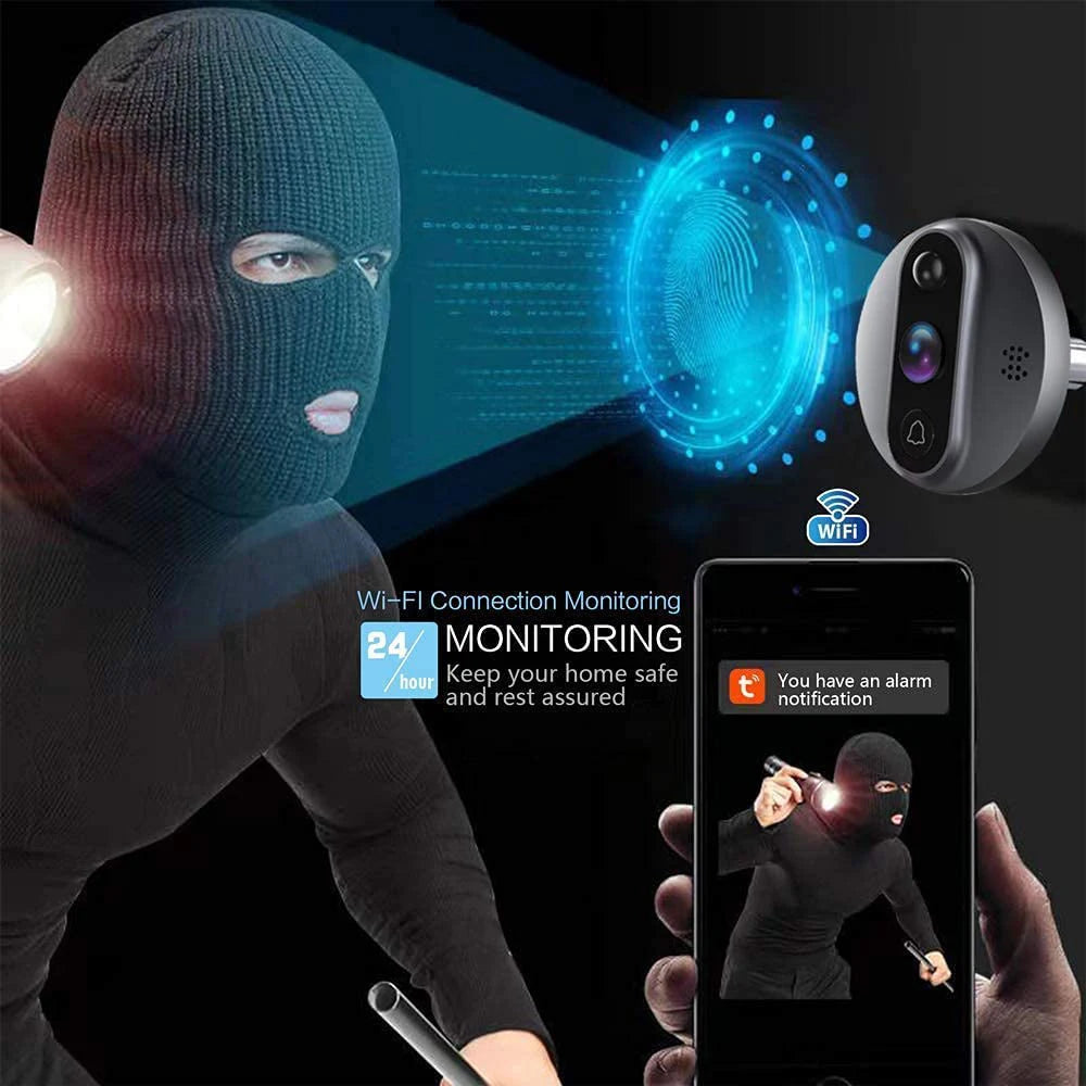 Smart WiFi Peephole Camera: 1080P, Motion Detection, Alexa & Google Home