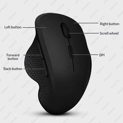 Mouse Inalámbrico Dual Bluetooth 1600 DPI, Ergonómico y Recargable para Laptop, Tablet y Mac